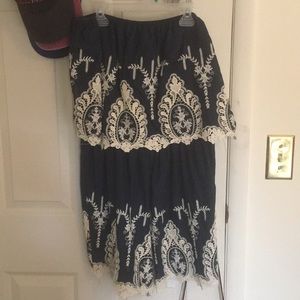 Blue and lace romper